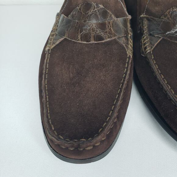 Mezlan Severo Mens Size 10 Brown Suede Genuine Crocodile Loafers Slip On Shoes main image 14